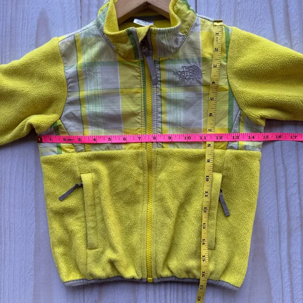 The North Face Plaid Denali Toddler 4/4T Fleece Polartec Full Zip Jacket Yellow